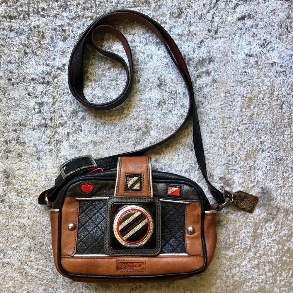 Brighton Genuine Leather Camera Crossbody Bag